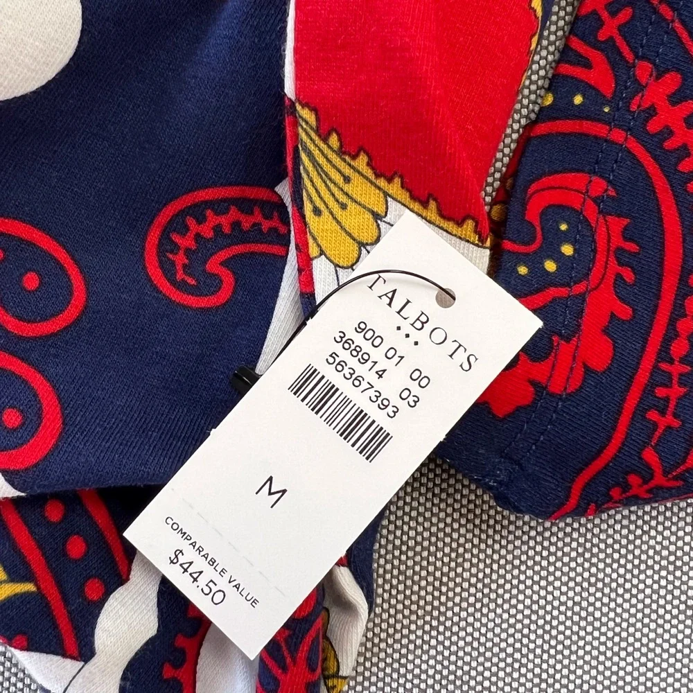 TALBOTS Cotton Long Sleeve Tee/ India Ink Multi - Picture 4 of 4